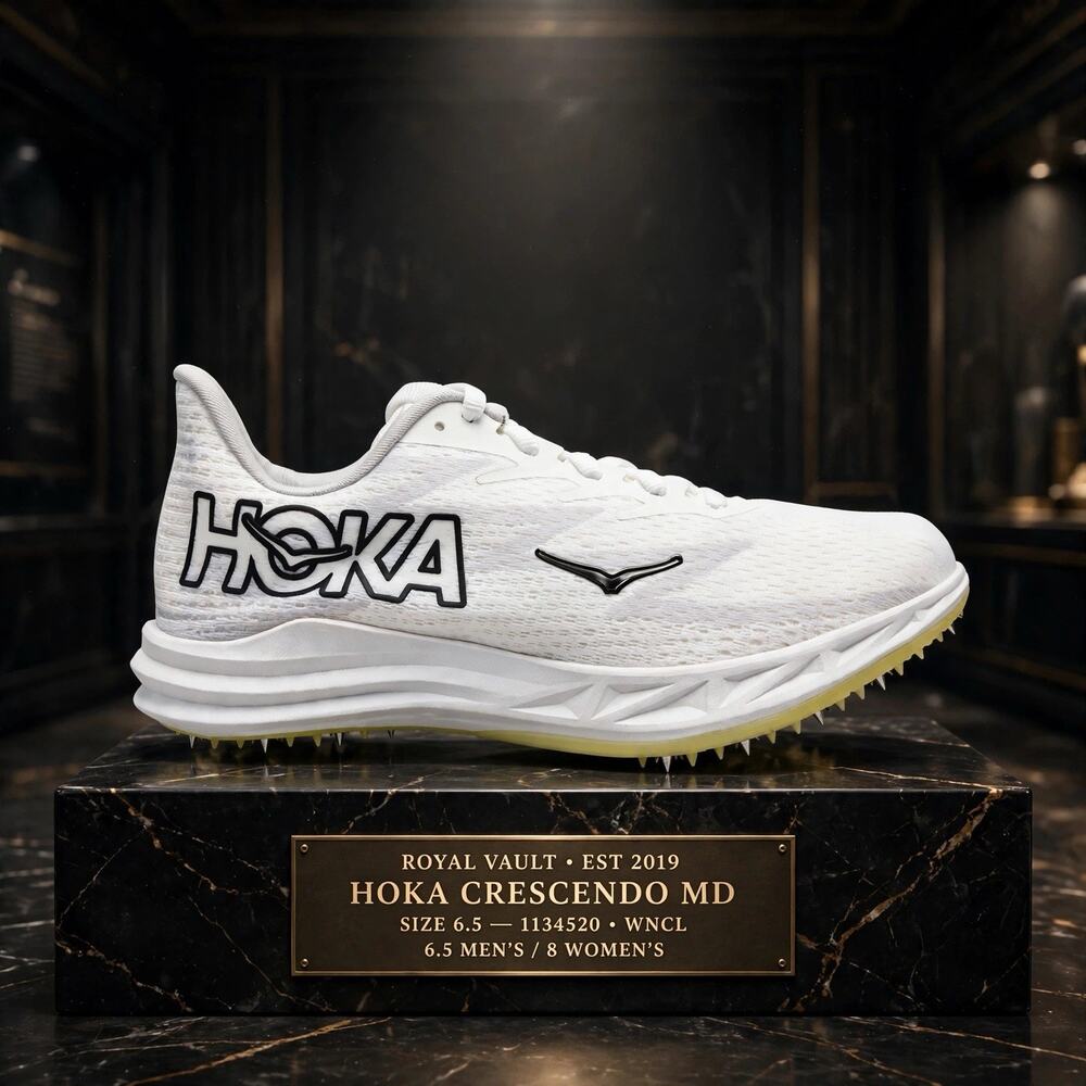 Size 6.5M / W 8 - Hoka Crescendo MD White Track Spike 1134520 WNCL